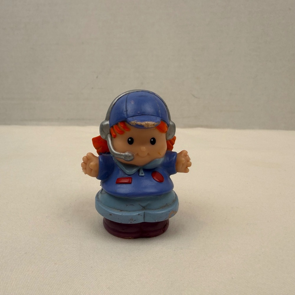 Fisher Price Little People Girl Pilot Ground Crew Headset Orange Hair 2005 Toy